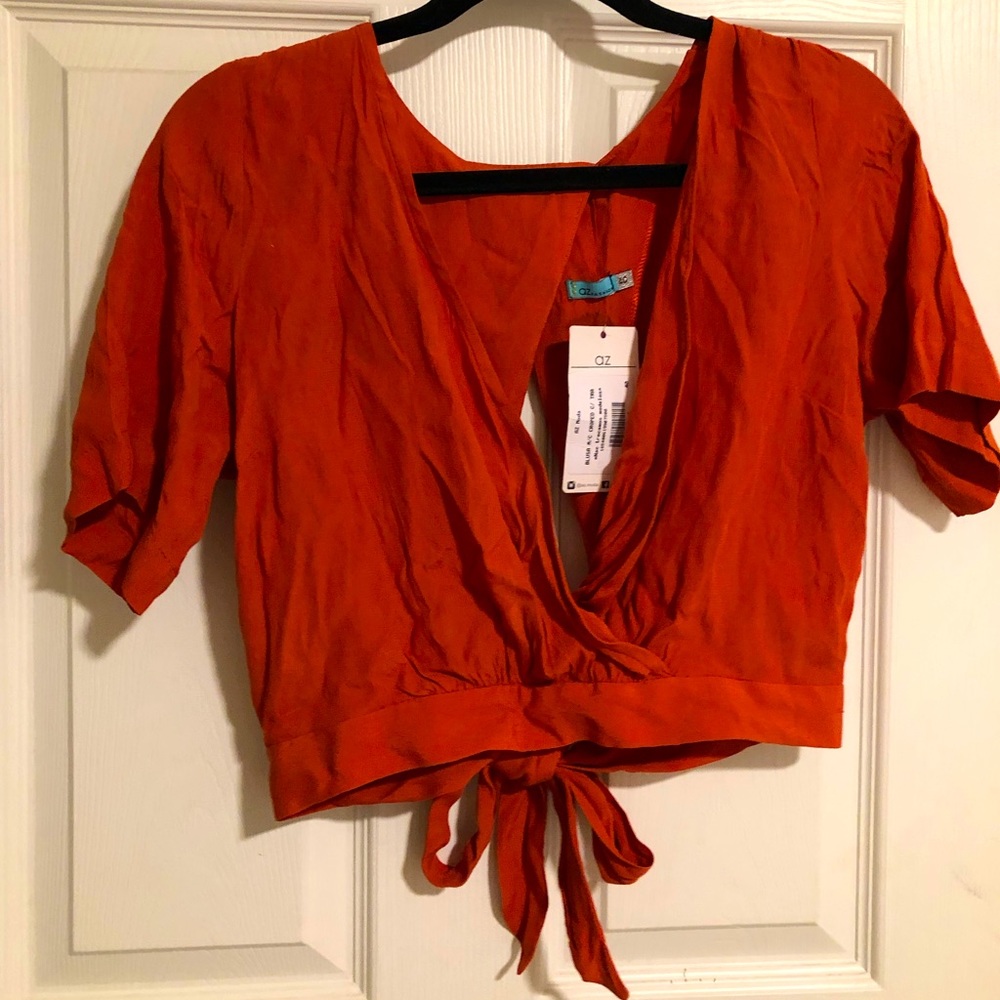 New Rust brown colored crop top Ties in the back